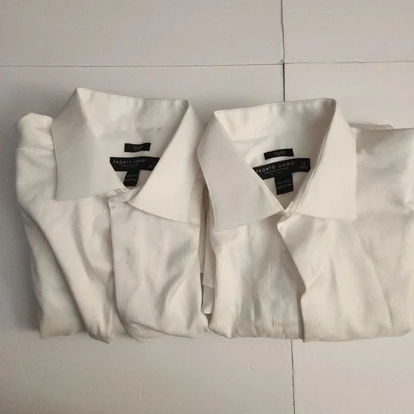 D20 PRONTO UOMO Mens White 2 Shirt Bundle Dress Shirt Size 16‎ 32 33 Cotton - Picture 7 of 7